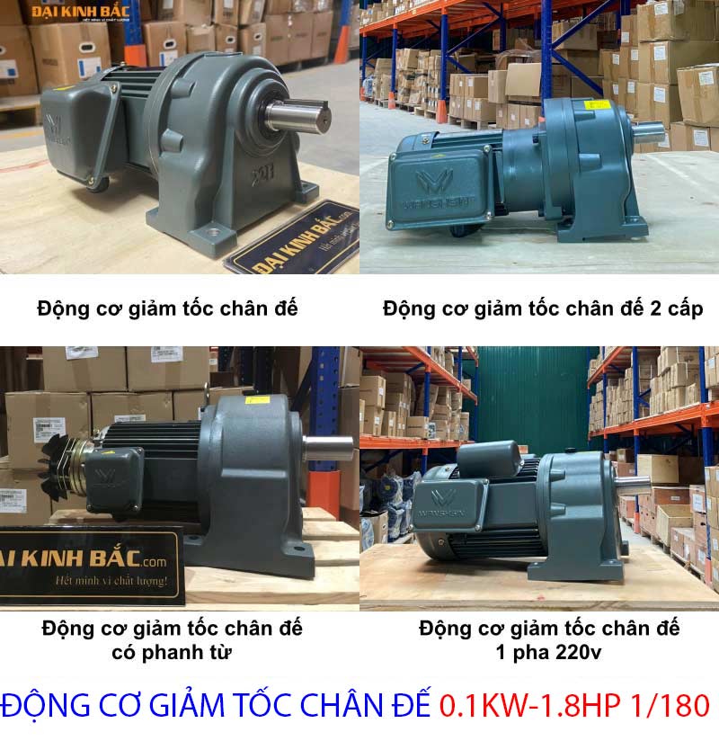 động cơ giảm tốc chân đế 0.1kw 1/8hp 1/180