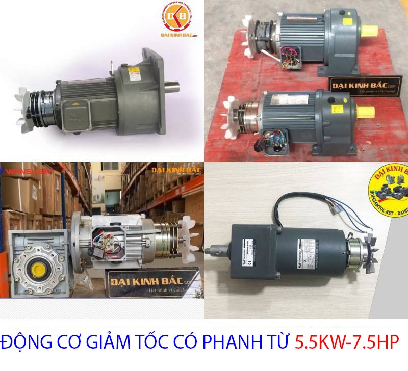 Động cơ giảm tốc có phanh từ - thắng từ 5.5Kw - 7.5Hp