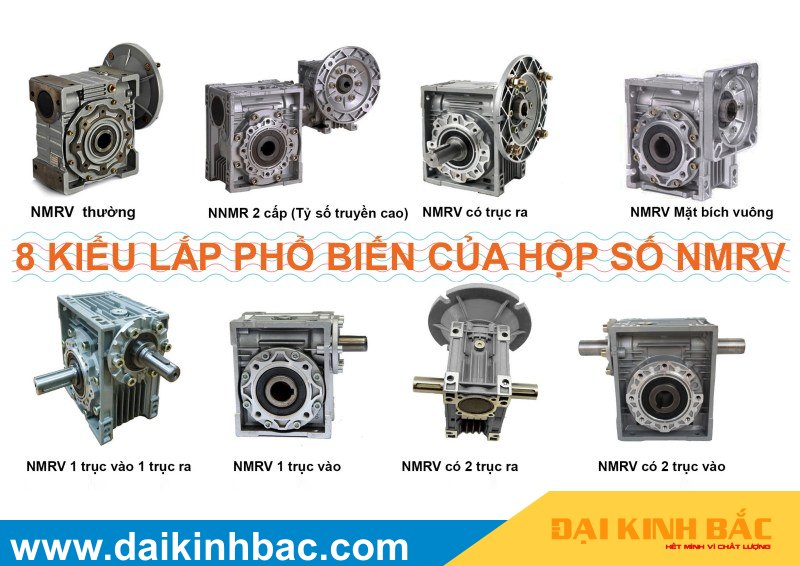 Hình ảnh các kiểu lắp cua hộp số NMRV