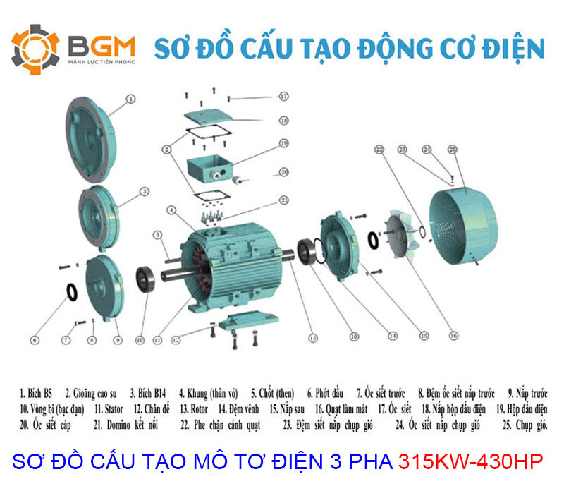 sơ đồ cấu tạo mô tơ điện 3 pha 315kw 430hp