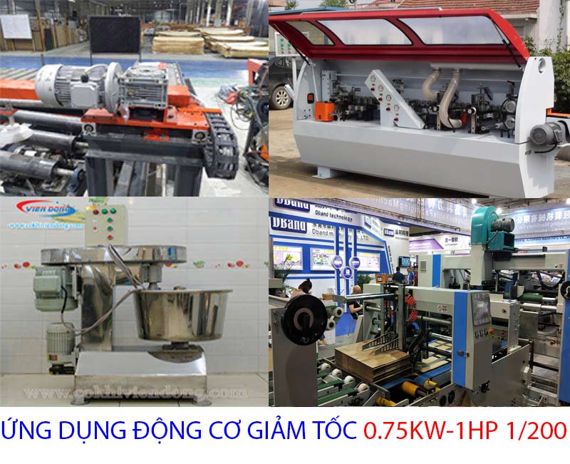 ứng dụng động cơ giảm tốc 0.75kw 1hp 1.200
