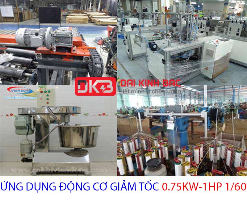 ứng dụng động cơ giảm tốc 0.75kw 1hp 1.60