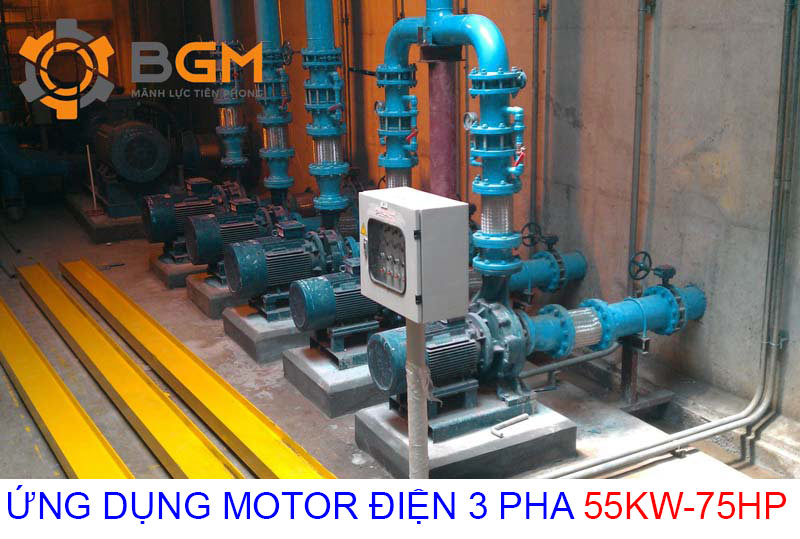 ứng dụng thục tế motor điện 3 pha 55kw 75hp