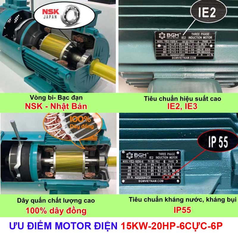 ưu điểm của Motor điện 15kw- 20hp