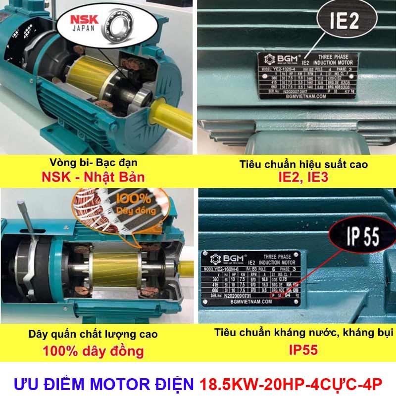 ưu điểm motor điện 18.5kw-25hp-4cuc-4p