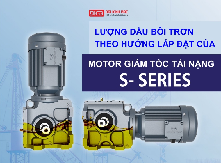 LƯỢNG DẦU BÔI TRƠN THEO HƯỚNG LẮP ĐẶT CỦA MOTOR GIẢM TỐC TẢI NẶNG S- SERIES