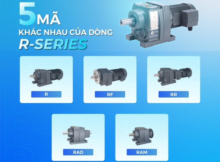 PHÂN LOẠI CÁC KIỂU MOTOR GIẢM TỐC TẢI NẶNG DÒNG R-SERIES